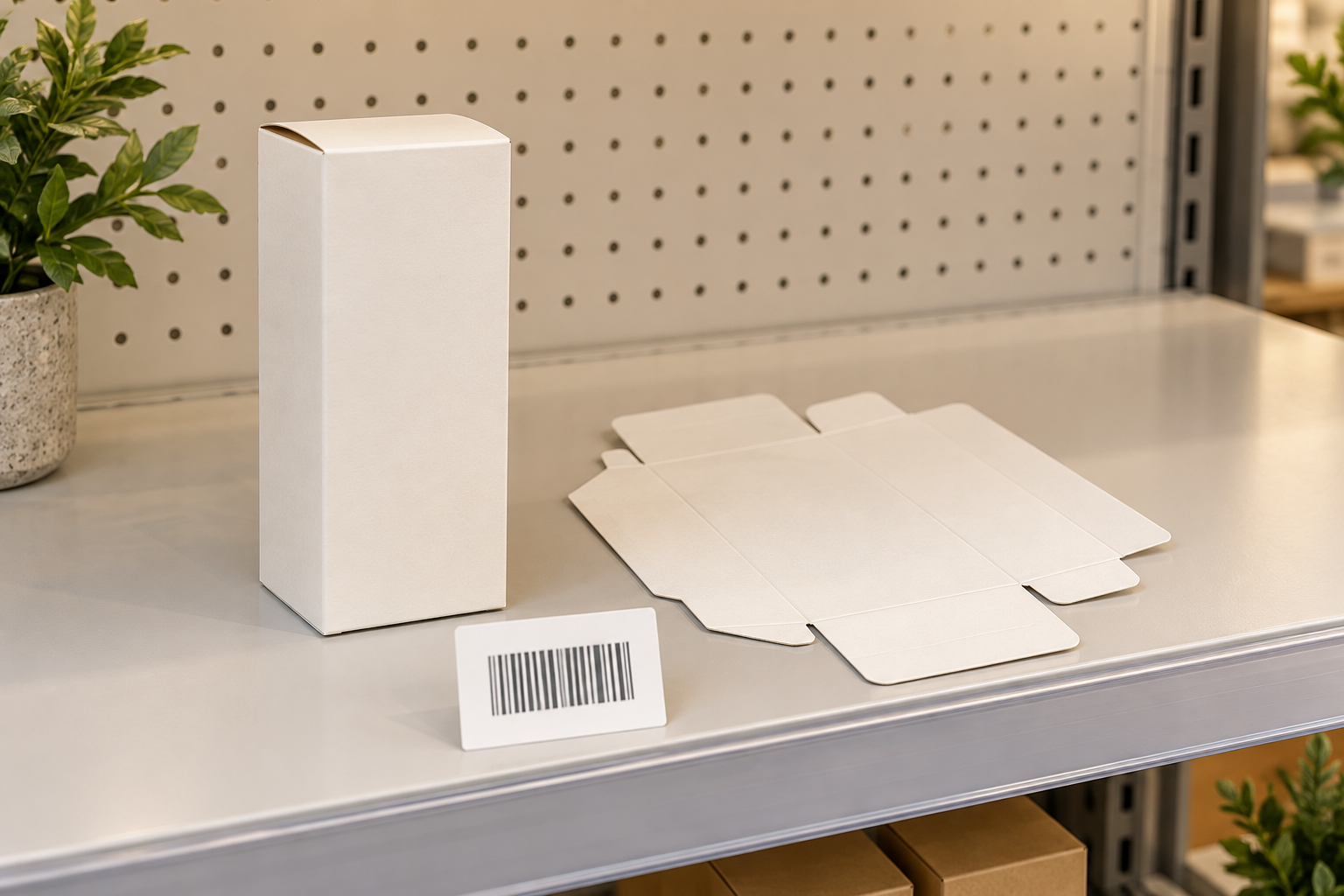 Premium folding carton and retail packaging components shown in a shelf-ready arrangement