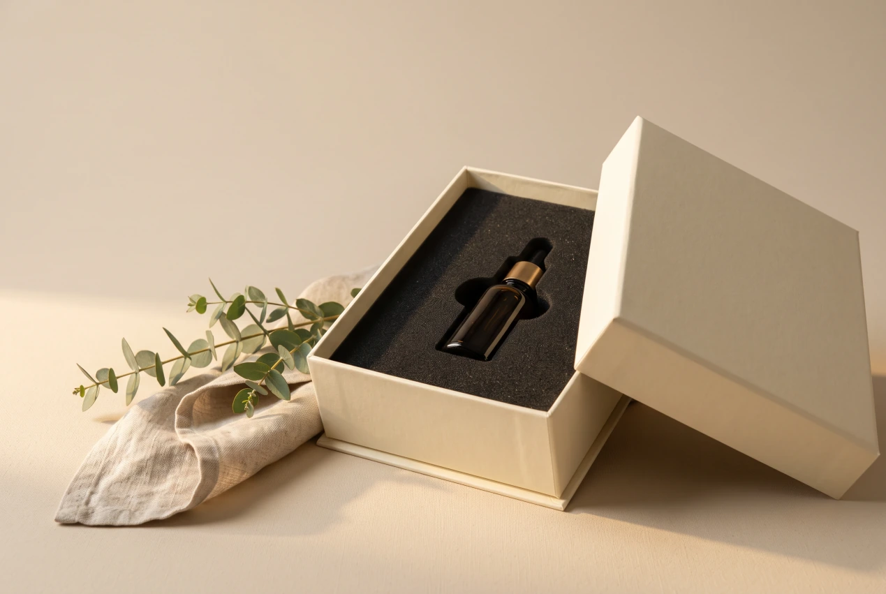 Open premium lid and base rigid box with a fitted insert