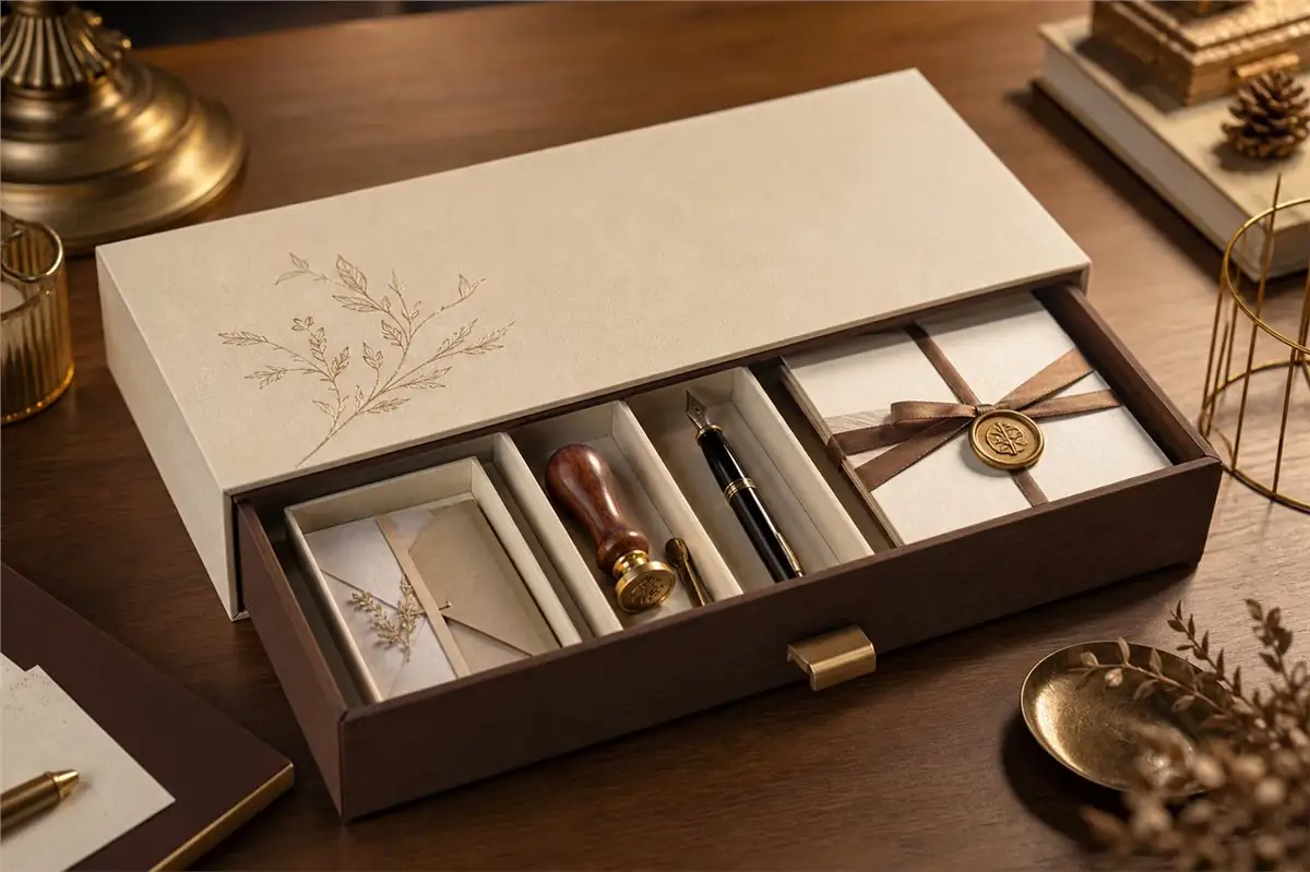 Sliding Drawer Box for Stationery & Keepsakes