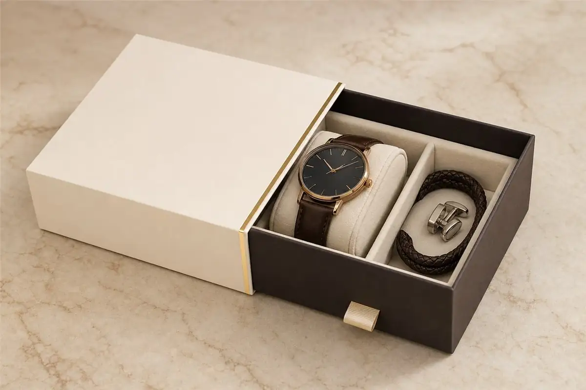 Ivory watch sliding drawer box