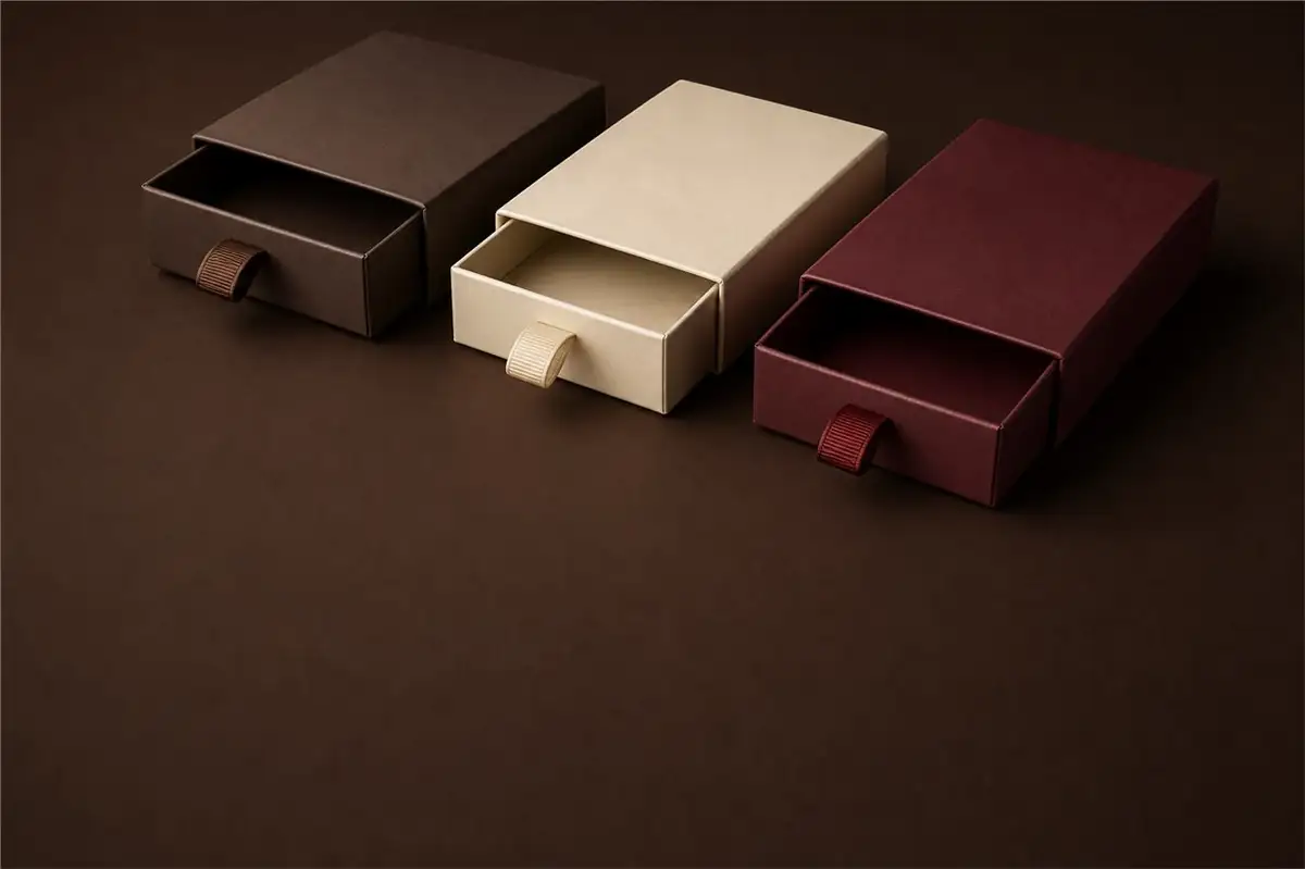 Sliding drawer box packaging collection