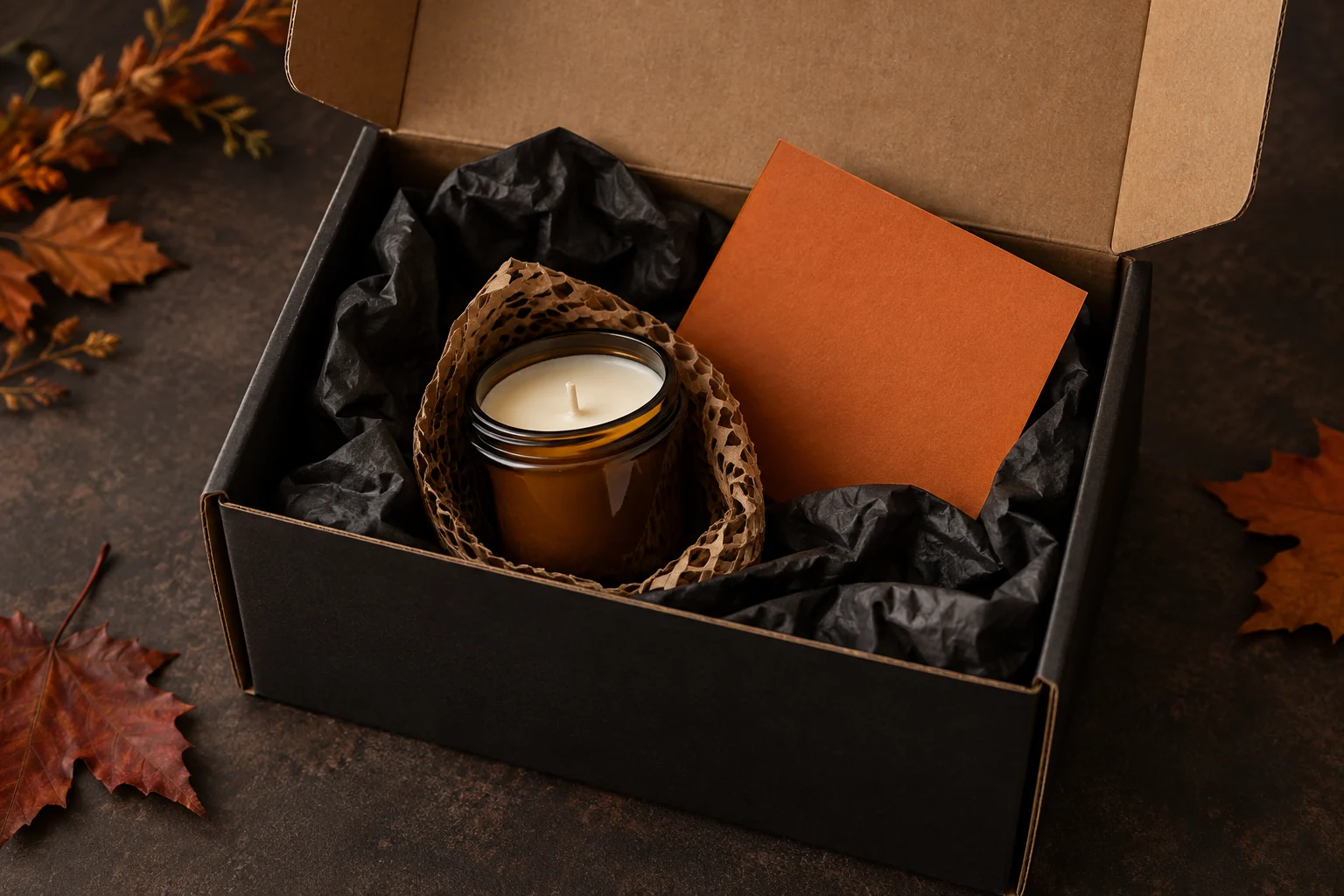 Custom mailer box protecting a curated seasonal product kit