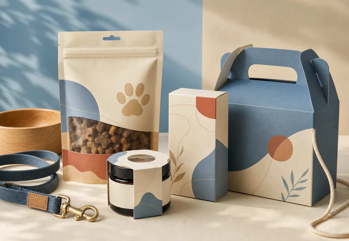 Custom packaging for pet treats, grooming products and supplements with handled gift box