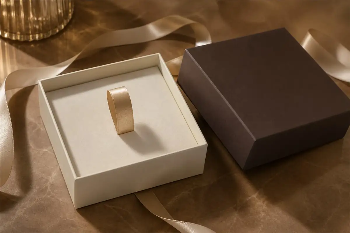 Ribbon lift lid and base box