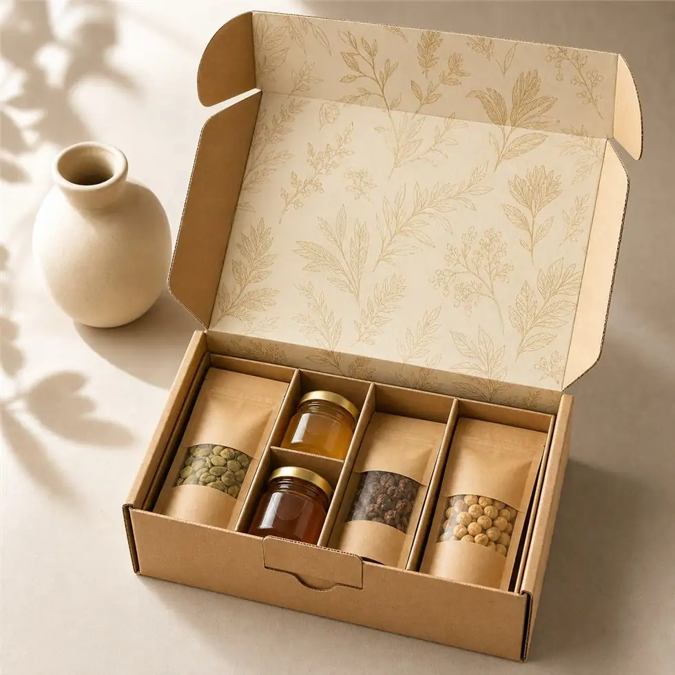 Kraft food mailer box with dividers