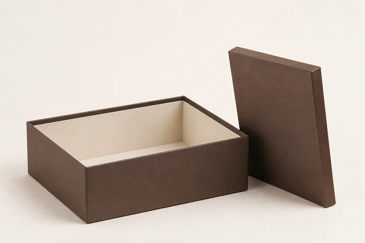 Cocoa rigid box with a separate lift-off lid
