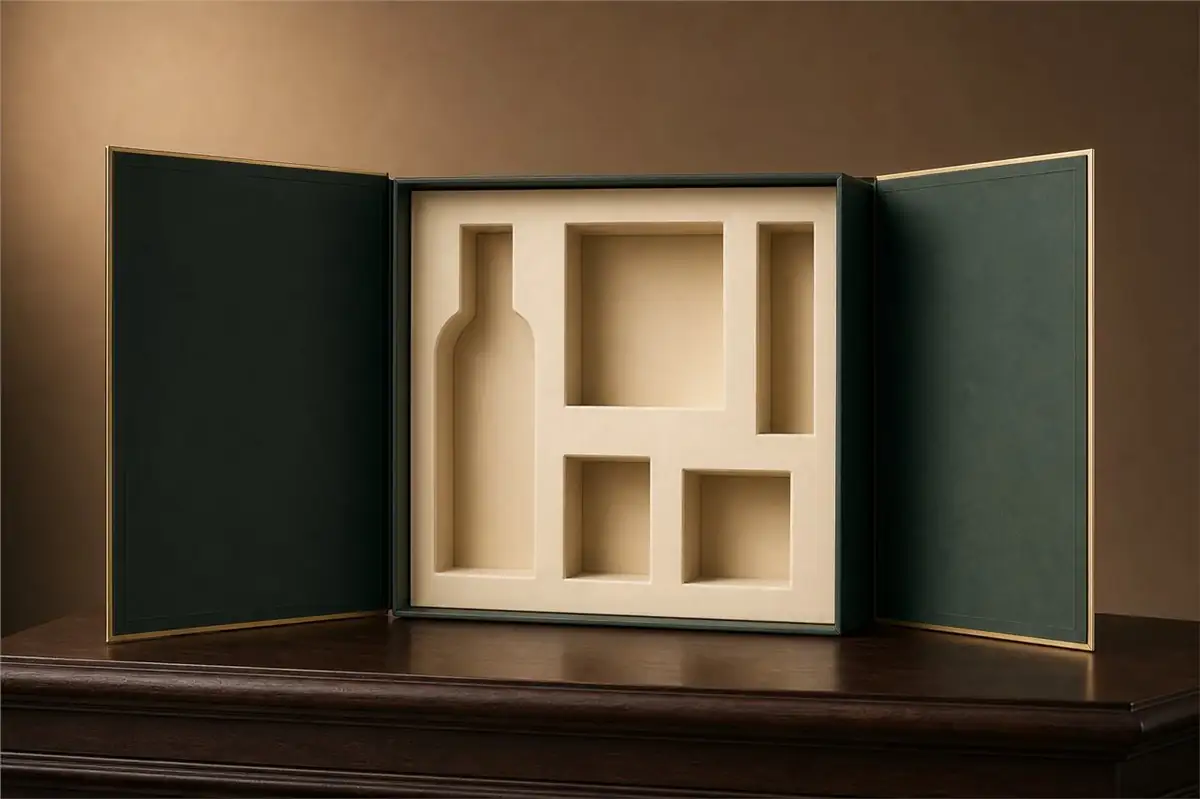 Green gatefold magnetic gift set presentation box