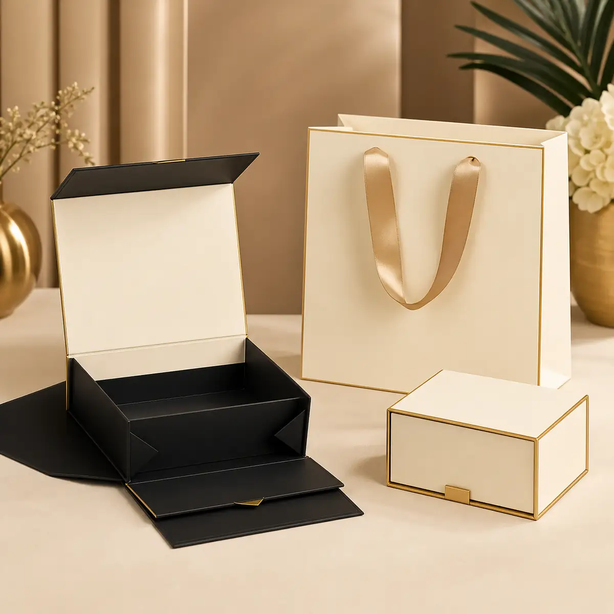 Foldable magnetic gift box
